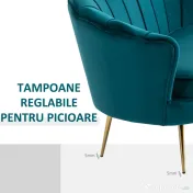 Homcom Canapea Vintage 2 Locuri – Catifea Verde, Stil Industrial Chic 