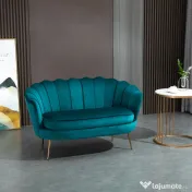 Homcom Canapea Vintage 2 Locuri – Catifea Verde, Stil Industrial Chic 