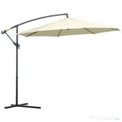 Outsunny Umbrelă de Soare Excentrică cu Bază în Cruce Inclusă, din Metal și Poliester, 3x2,5 m, Bej | Aosom Romania