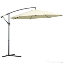 Outsunny Umbrelă de Soare Excentrică cu Bază în Cruce Inclusă, din Metal și Poliester, 3x2,5 m, Bej | Aosom Romania