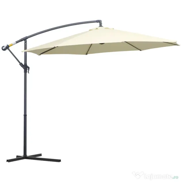 Outsunny Umbrelă de Soare Excentrică cu Bază în Cruce Inclusă, din Metal și Poliester, 3x2,5 m, Bej | Aosom Romania