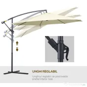 Outsunny Umbrelă de Soare Excentrică cu Bază în Cruce Inclusă, din Metal și Poliester, 3x2,5 m, Bej | Aosom Romania