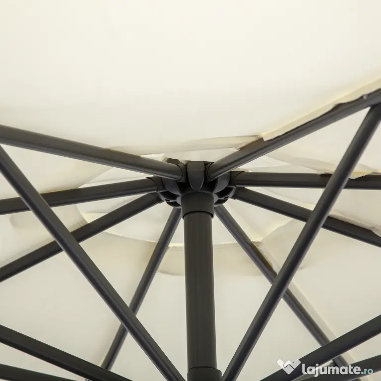 Outsunny Umbrelă de Soare Excentrică cu Bază în Cruce Inclusă, din Metal și Poliester, 3x2,5 m, Bej | Aosom Romania
