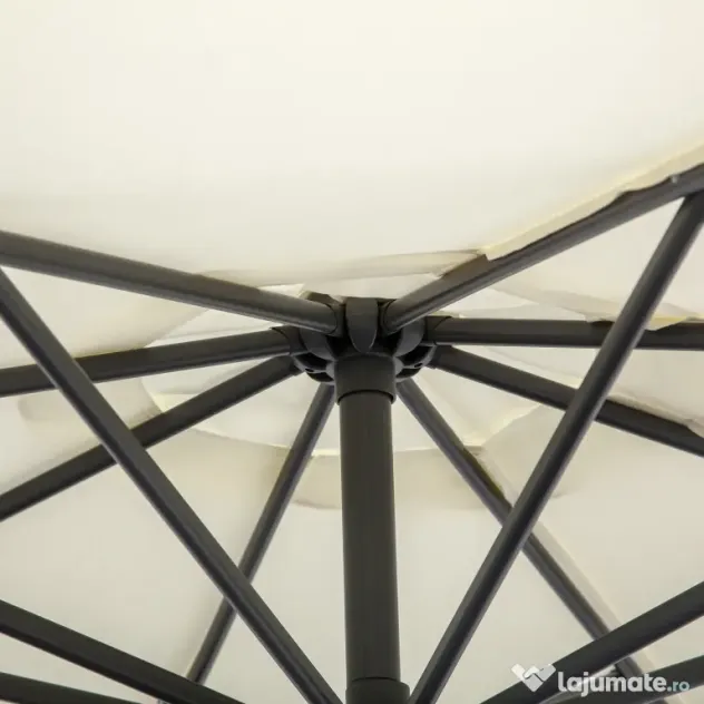 Outsunny Umbrelă de Soare Excentrică cu Bază în Cruce Inclusă, din Metal și Poliester, 3x2,5 m, Bej | Aosom Romania