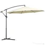 Outsunny Umbrelă de Soare Excentrică cu Bază în Cruce Inclusă, din Metal și Poliester, 3x2,5 m, Bej