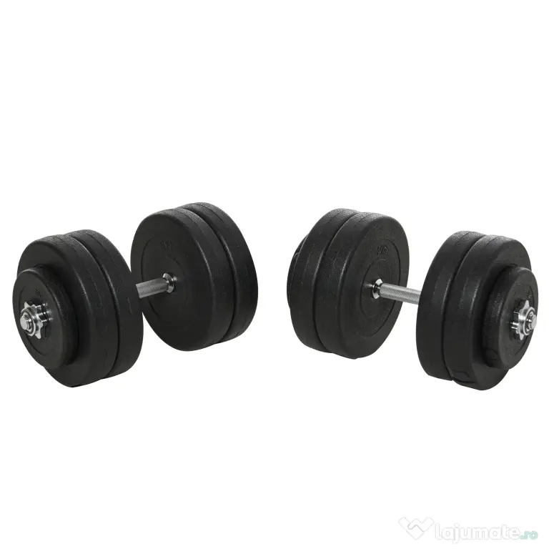 HOMCOM Gantere Reglabile de 50 kg pentru antrenament cu 12 Discuri Cauciucate, 8 x 5 kg si 4 x 1.5 kg, negru| Aosom Romania