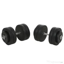 HOMCOM Gantere Reglabile de 50 kg pentru antrenament cu 12 Discuri Cauciucate, 8 x 5 kg si 4 x 1.5 kg, negru| Aosom Romania