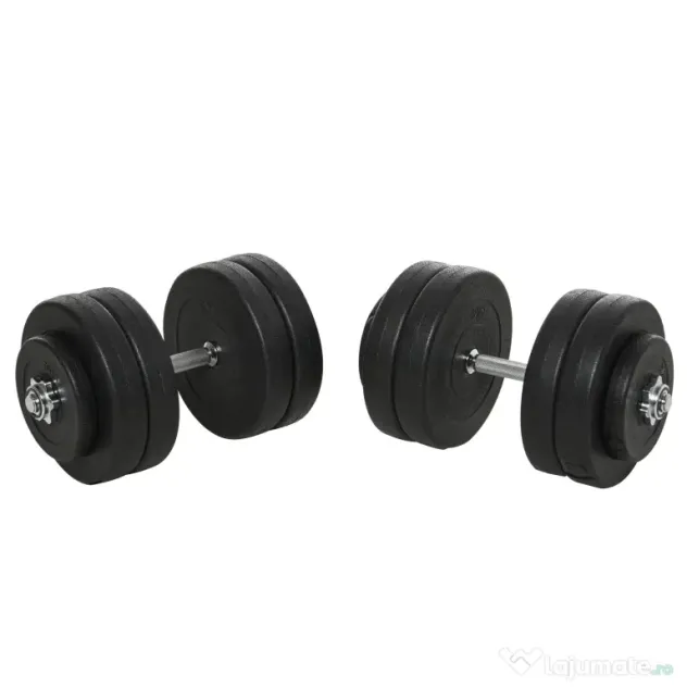 HOMCOM Gantere Reglabile de 50 kg pentru antrenament cu 12 Discuri Cauciucate, 8 x 5 kg si 4 x 1.5 kg, negru| Aosom Romania