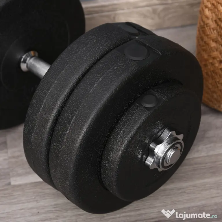 HOMCOM Gantere Reglabile de 50 kg pentru antrenament cu 12 Discuri Cauciucate, 8 x 5 kg si 4 x 1.5 kg, negru| Aosom Romania