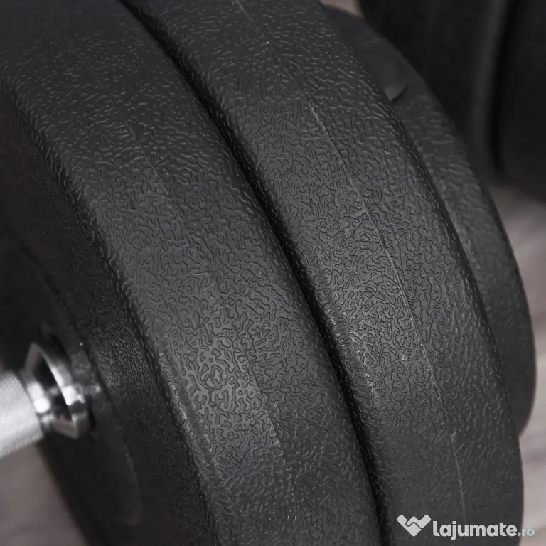 HOMCOM Gantere Reglabile de 50 kg pentru antrenament cu 12 Discuri Cauciucate, 8 x 5 kg si 4 x 1.5 kg, negru| Aosom Romania