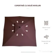 Umbrela de Gradina 3x3 Metri Outsunny, 8 Lamele Acoperire cu 2 Niveluri | Aosom Romania 