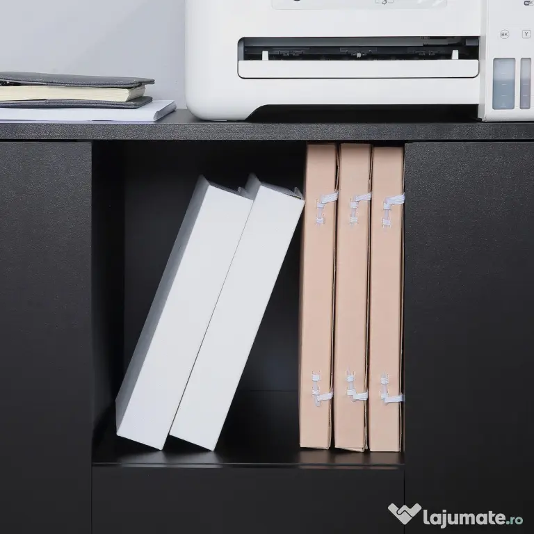 Vinsetto Dulap Mobil pentru Birou, Suport pentru Fax, Scanner, Imprimantă, cu 4 Roti, Design Modern, Negru | Aosom Romania