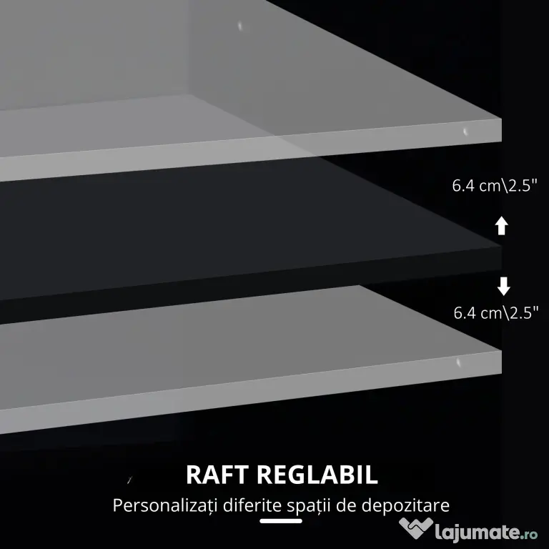 Vinsetto Dulap Mobil pentru Birou, Suport pentru Fax, Scanner, Imprimantă, cu 4 Roti, Design Modern, Negru | Aosom Romania