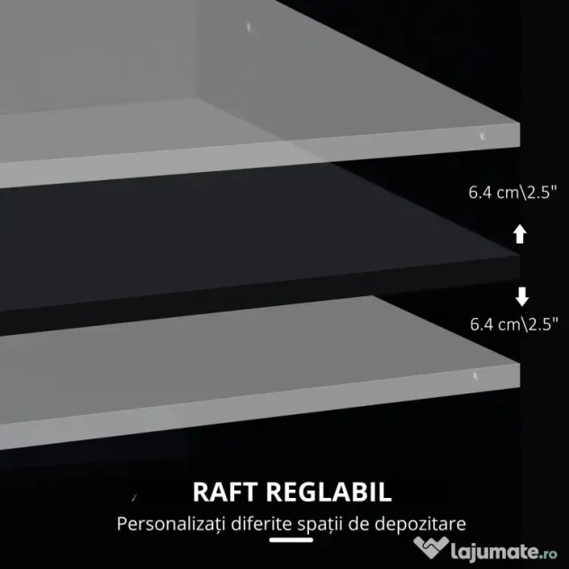 Vinsetto Dulap Mobil pentru Birou, Suport pentru Fax, Scanner, Imprimantă, cu 4 Roti, Design Modern, Negru | Aosom Romania