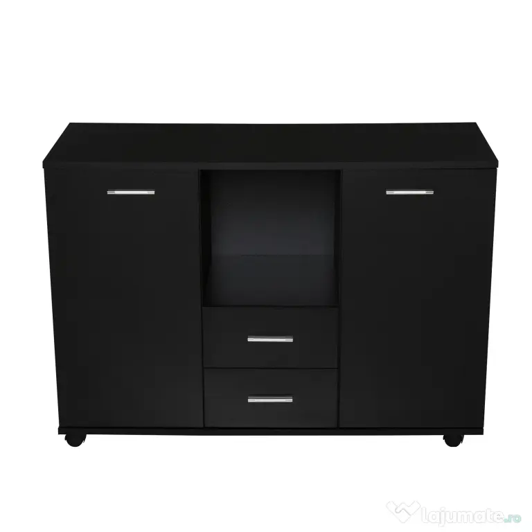 Vinsetto Dulap Mobil pentru Birou, Suport pentru Fax, Scanner, Imprimantă, cu 4 Roti, Design Modern, Negru | Aosom Romania