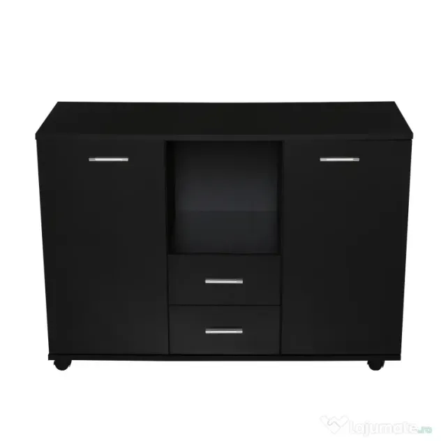 Vinsetto Dulap Mobil pentru Birou, Suport pentru Fax, Scanner, Imprimantă, cu 4 Roti, Design Modern, Negru | Aosom Romania