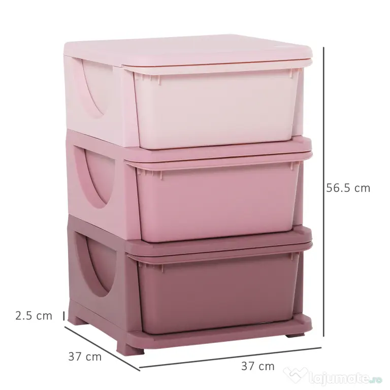 Comoda pentru depozitare, Organizare, pentru camera copilului, din PP sigur si netoxic 37x37x56.5 nuante de roz HOMCOM | Aosom Romania
