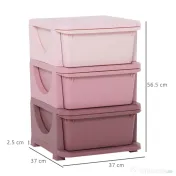Comoda pentru depozitare, Organizare, pentru camera copilului, din PP sigur si netoxic 37x37x56.5 nuante de roz HOMCOM | Aosom Romania