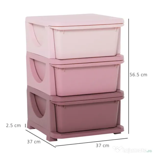 Comoda pentru depozitare, Organizare, pentru camera copilului, din PP sigur si netoxic 37x37x56.5 nuante de roz HOMCOM | Aosom Romania
