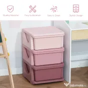 Comoda pentru depozitare, Organizare, pentru camera copilului, din PP sigur si netoxic 37x37x56.5 nuante de roz HOMCOM | Aosom Romania