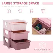 Comoda pentru depozitare, Organizare, pentru camera copilului, din PP sigur si netoxic 37x37x56.5 nuante de roz HOMCOM | Aosom Romania
