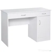 HOMCOM Birou PC Modern pentru Birou sau Camera cu 2 Sertare si Dulap din Lemn Alb