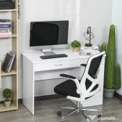 HOMCOM Birou PC Modern pentru Birou sau Camera cu 2 Sertare si Dulap din Lemn Alb