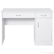 HOMCOM Birou PC Modern pentru Birou sau Camera cu 2 Sertare si Dulap din Lemn Alb