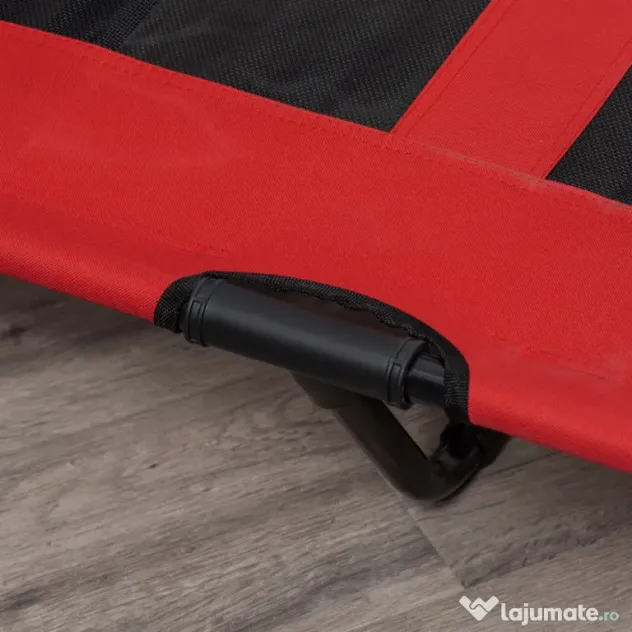 PawHut Pătuț pentru Câini Înălțat cu Geantă de Voiaj și Picioare Antiderapante, 122x92x23 cm, Roșu | Aosom Romania