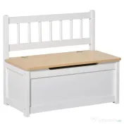 Banca Cutie de Depozitare pentru Copii 2 in 1 din Lemn Mobila camera Copilului Cufar camera 60x30x50cm, Alb/Lemn natural HOMCOM | Aosom Romania