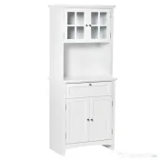 HOMCOM Dulap pentru bucatarie si sufragerie cu 2 compartimente, rafturi reglabile si masa, MDF, 68,6x40x164 cm, alb | Aosom Romania