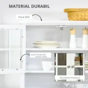 HOMCOM Dulap pentru bucatarie si sufragerie cu 2 compartimente, rafturi reglabile si masa, MDF, 68,6x40x164 cm, alb | Aosom Romania