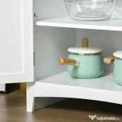 HOMCOM Dulap pentru bucatarie si sufragerie cu 2 compartimente, rafturi reglabile si masa, MDF, 68,6x40x164 cm, alb | Aosom Romania