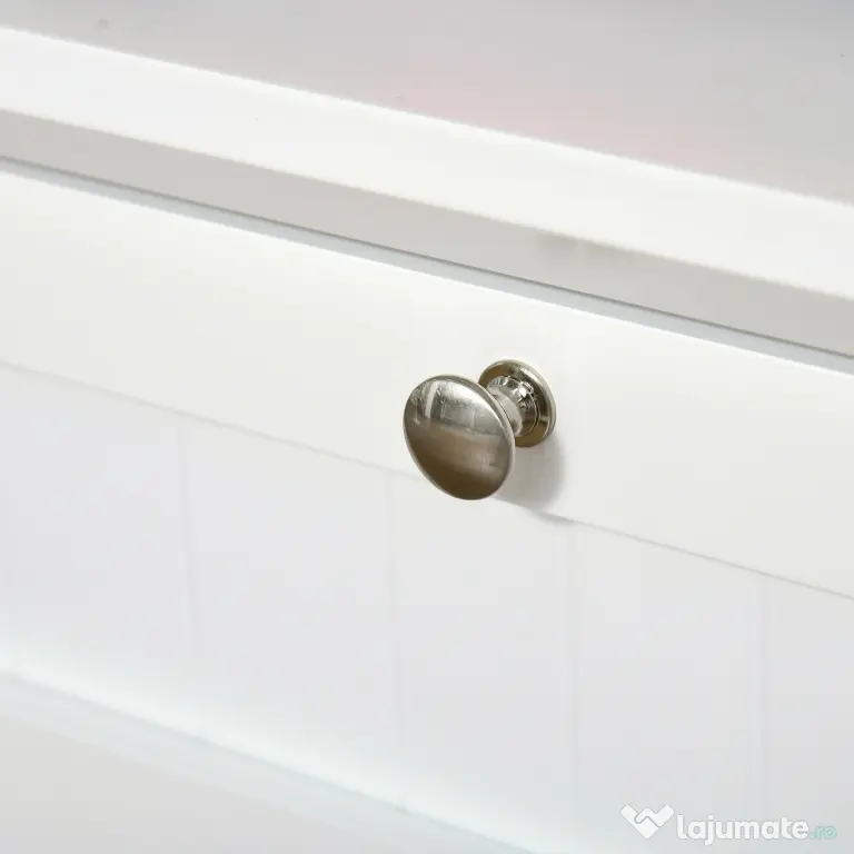 HOMCOM Dulap pentru bucatarie si sufragerie cu 2 compartimente, rafturi reglabile si masa, MDF, 68,6x40x164 cm, alb | Aosom Romania