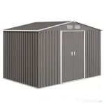 Outsunny Casuta Gradina Gri 277×191×192 cm – Din Lamiera de Fier