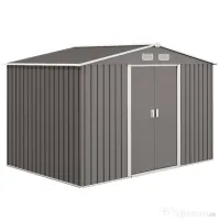 Outsunny magazie scule si unelte, casuta de gradina din fier, sopron pentru exterior 277x195x192 cm | Aosom Romania 
