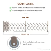 Outsunny Gard Extensibil Autoportant, Grilaj Flexibil din Oțel și Aluminiu, Pliabil, 52-405 cm, Maro Închis | Aosom Romania 