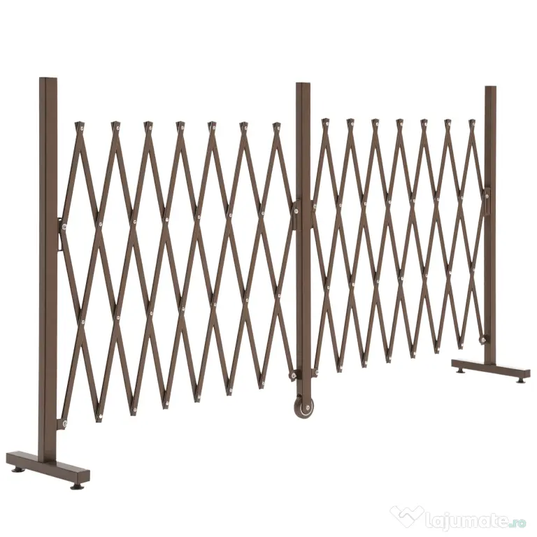 Outsunny Gard Extensibil Autoportant, Grilaj Flexibil din Oțel și Aluminiu, Pliabil, 52-405 cm, Maro Închis
