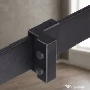 HOMCOM Kit pentru ușă culisantă în stil rustic cu șină de 200cm și role, negru 