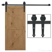 HOMCOM Kit pentru Usa Glisanta Greutate 100kg, Sina pentru Usa Glisanta cu Roti Stil Rustic, Negru