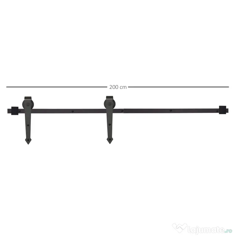 HOMCOM Kit pentru Usa Glisanta Greutate 100kg, Sina pentru Usa Glisanta cu Roti Stil Rustic, Negru