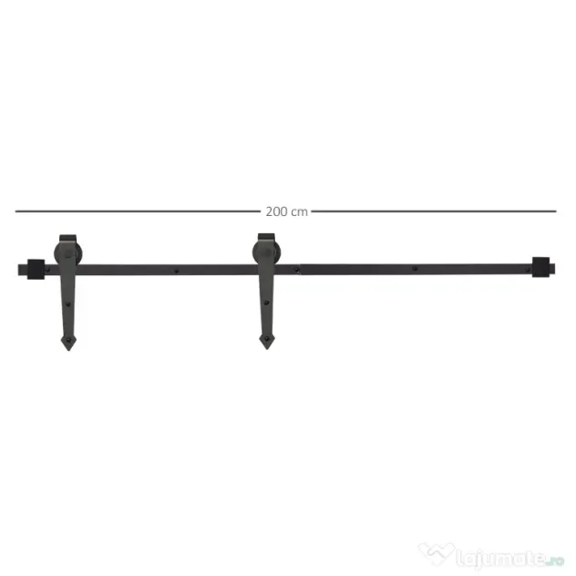 HOMCOM Kit pentru Usa Glisanta Greutate 100kg, Sina pentru Usa Glisanta cu Roti Stil Rustic, Negru