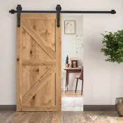 HOMCOM Kit pentru Usa Glisanta Greutate 100kg, Sina pentru Usa Glisanta cu Roti Stil Rustic, Negru