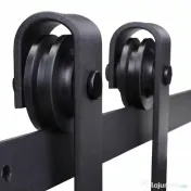HOMCOM Kit pentru Usa Glisanta Greutate 100kg, Sina pentru Usa Glisanta cu Roti Stil Rustic, Negru