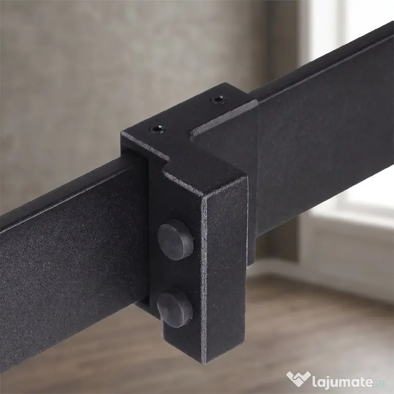 HOMCOM Kit pentru Usa Glisanta Greutate 100kg, Sina pentru Usa Glisanta cu Roti Stil Rustic, Negru