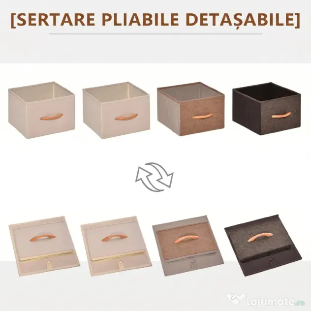 HOMCOM Comodă pentru Dormitor cu 4 Sertare Pliabile, Blat Superior din Lemn și Cadru Metalic 31x29x99 cm Multicolor | Aosom Romania