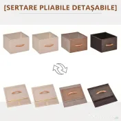 HOMCOM Comodă pentru Dormitor cu 4 Sertare Pliabile, Blat Superior din Lemn și Cadru Metalic, 31x29x99 cm, Multicolor 