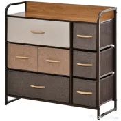 HOMCOM Comodă cu 7 Sertare Pliabile, Material Textil, Raft din MDF, Design Multicolor, 80x29x78.5 cm | Aosom Romania