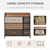 HOMCOM Comodă cu 7 Sertare Pliabile, Material Textil, Raft din MDF, Design Multicolor, 80x29x78.5 cm | Aosom Romania