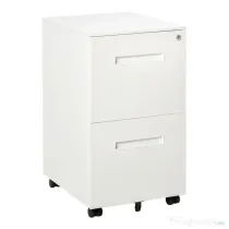 Vinsetto Dulap Birou Mobil, cu sertare, Organizator Documente cu Blocare, Oțel, 39x48x67cm, Alb | Aosom Romania